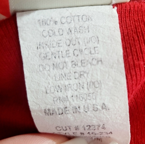 Jess & Jane Laceworks Red Floral Print 3/4 Sleeve Top Women’s Medium USA Cotton - Picture 10 of 11